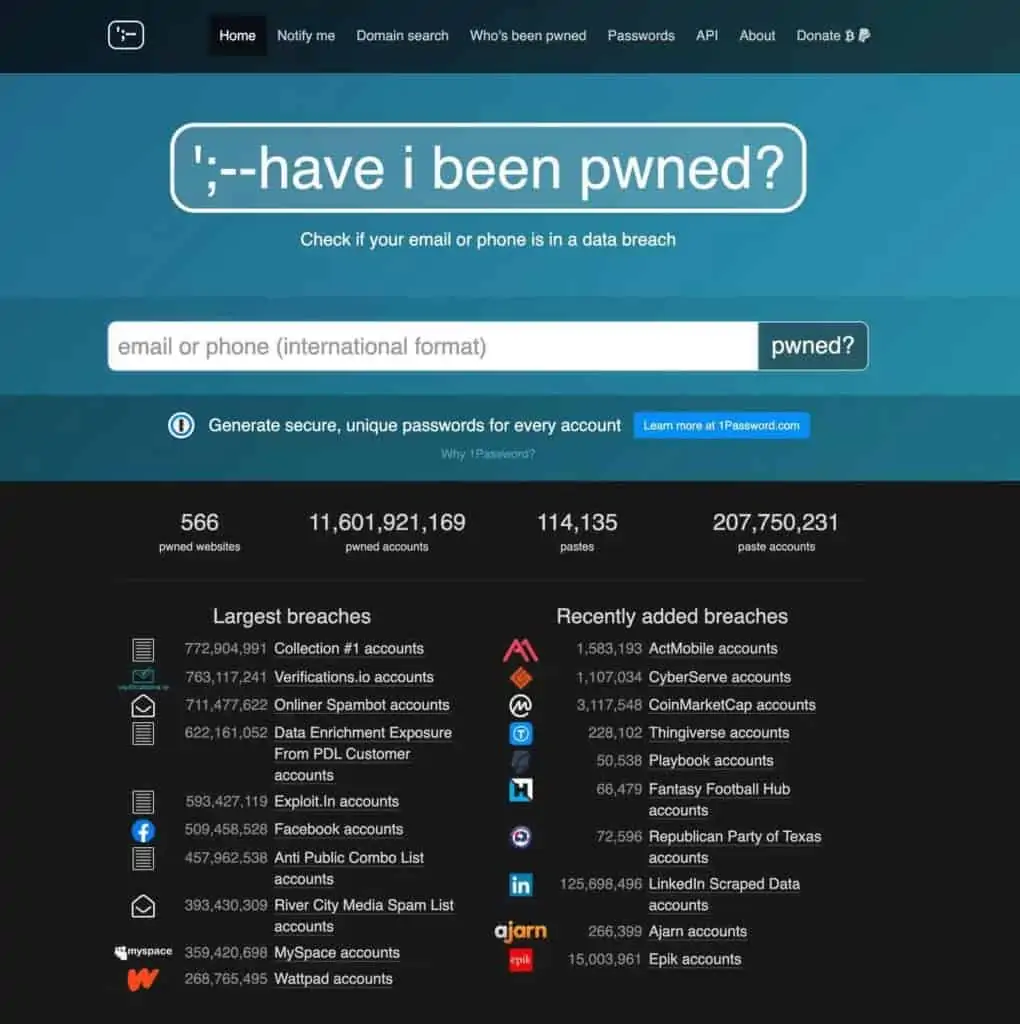 查询账号信息是否泄漏-pwned 查询账号信息是否泄漏