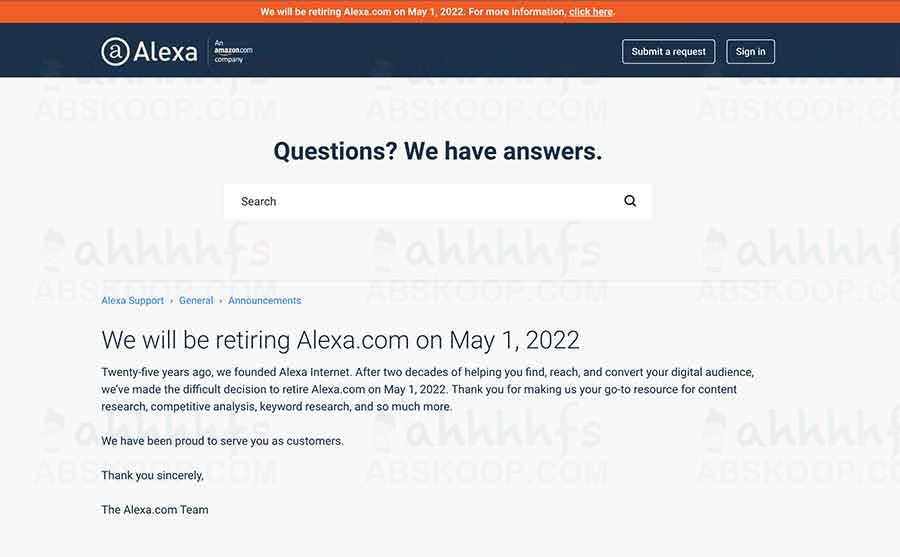提供网站排名数据的 Alexa 将在明年 5 月关闭 提供网站排名数据的 Alexa 将在明年 5 月关闭 | 学霸云搜