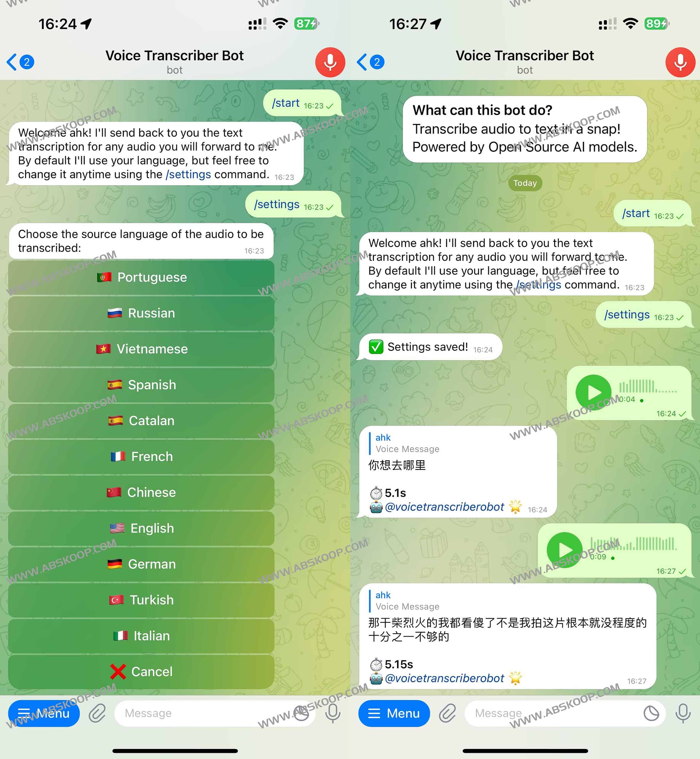 免费语音转文字工具 支持10+种语言-Voice Transcriber Bot 免费语音转文字工具 支持10+种语言-Voice Transcriber Bot