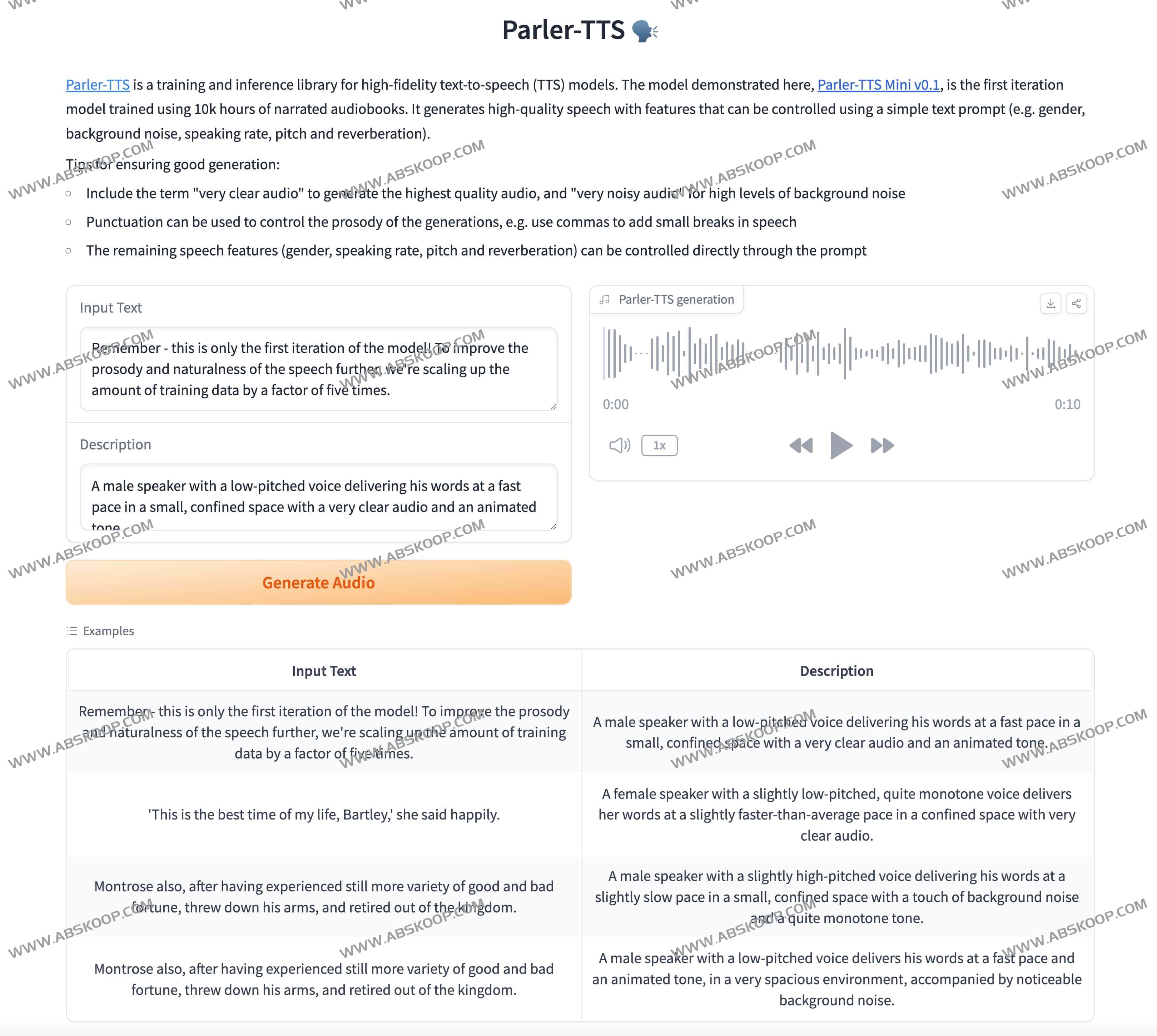 Parler TTS-开源高质量文本转语音 (TTS) 模型 Parler TTS-开源高质量文本转语音 (TTS) 模型