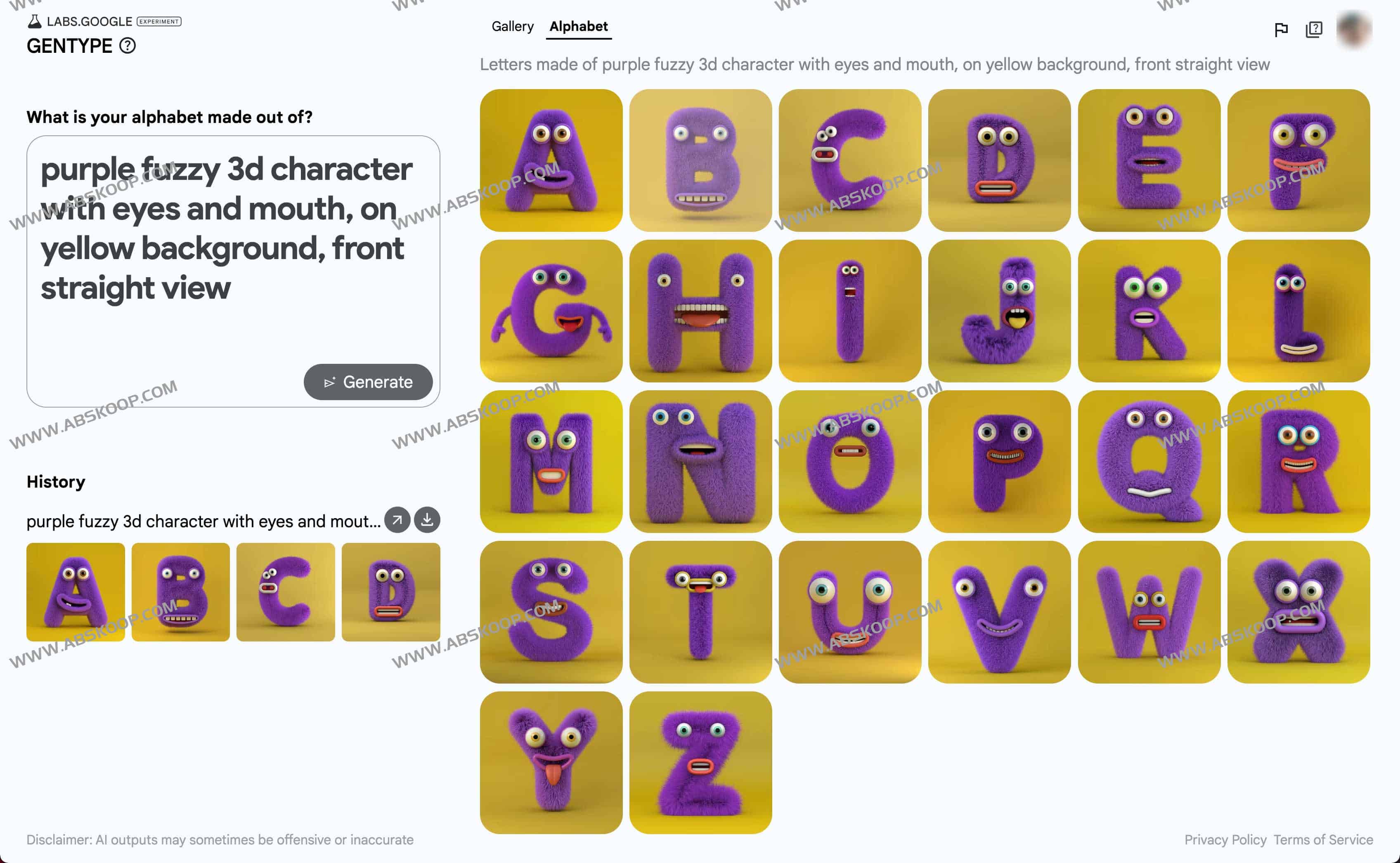 Google AI字母表生成器-GenType Google AI字母表生成器-GenType