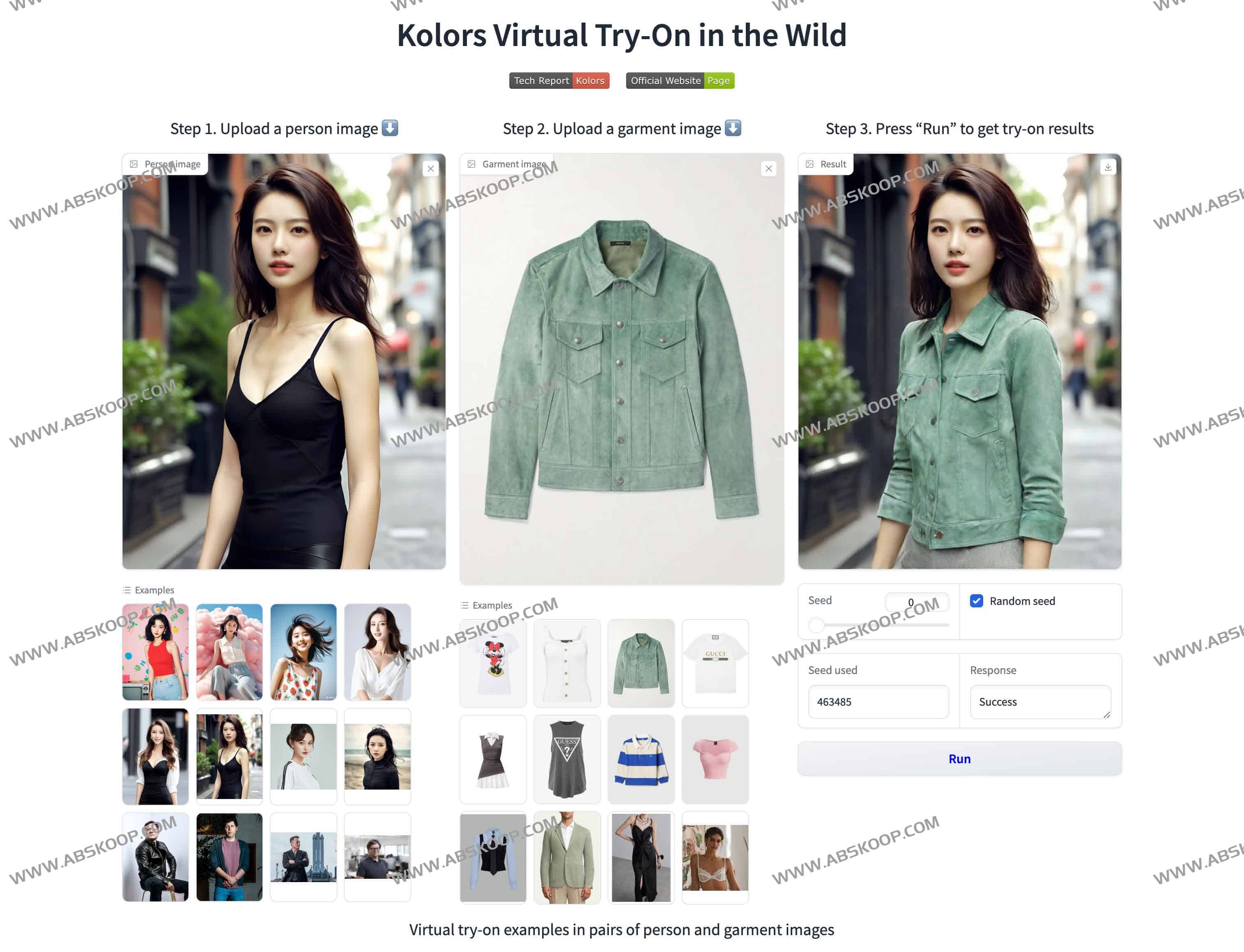 Kolors Virtual Try-On in the Wild:在线虚拟试衣间 一键换衣 Kolors Virtual Try-On in the Wild:在线虚拟试衣间 一键换衣