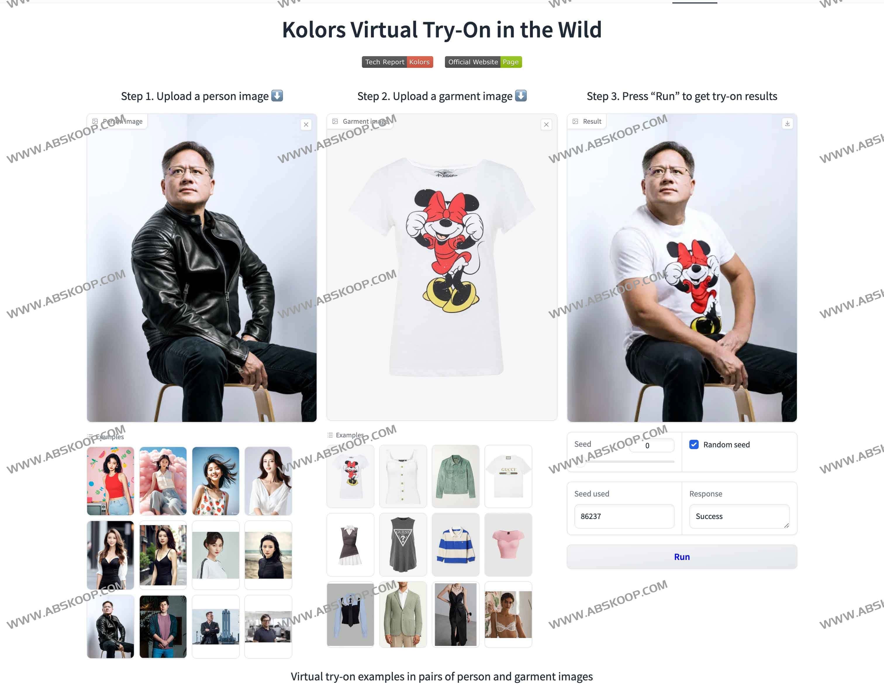 Kolors Virtual Try-On in the Wild:在线虚拟试衣间 一键换衣 Kolors Virtual Try-On in the Wild:在线虚拟试衣间 一键换衣