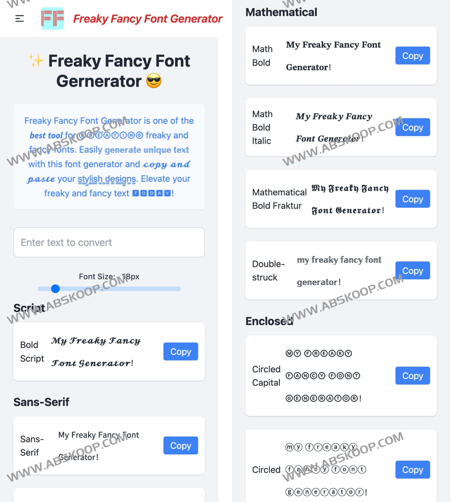 Freaky Fancy Font Generator:奇异字体生成器 Freaky Fancy Font Generator:奇异字体生成器