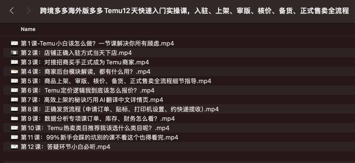 跨境多多海外版多多Temu12天快速入门实操课,入驻、上架、审版、核价、备货、正式售卖全流程 跨境多多海外版多多Temu12天快速入门实操课,入驻、上架、审版、核价、备货、正式售卖全流程