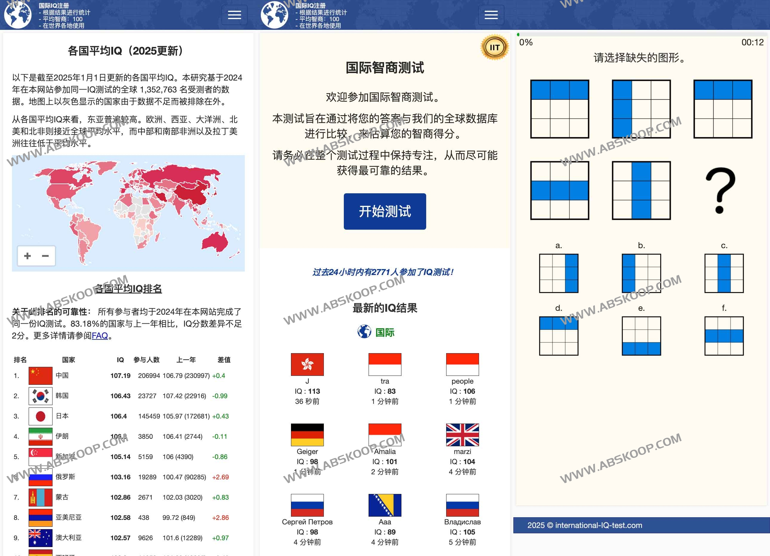 免费在线IQ智商测试:国际智商测试 international-IQ-Test 免费IQ智商测试:国际智商测试 international-IQ-Test