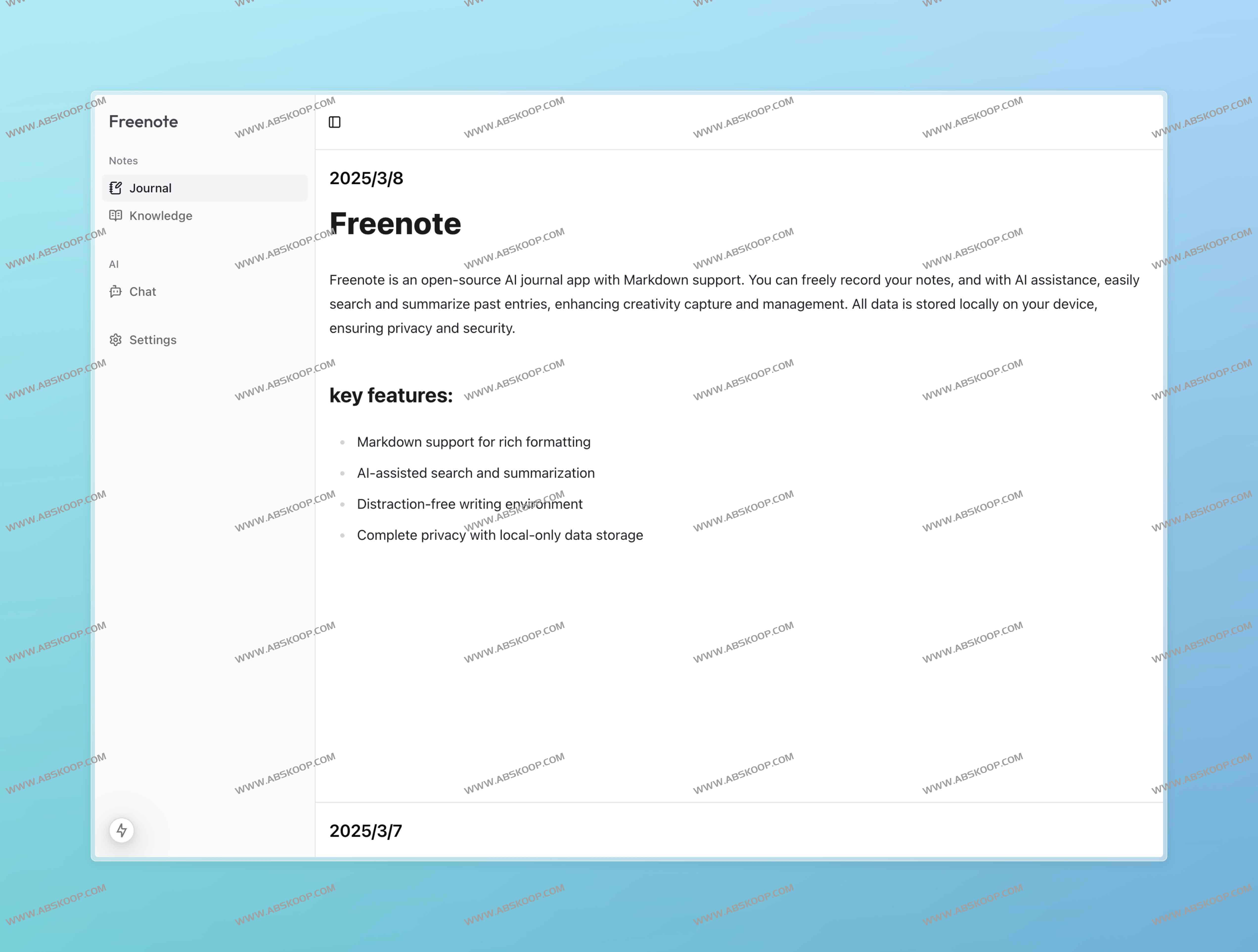 Freenote:支持 Markdown 的开源 AI 日记应用 Freenote:支持 Markdown 的开源 AI 日记应用