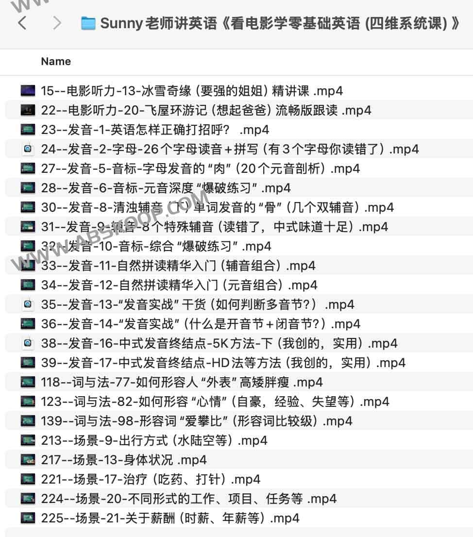 Sunny老师讲英语《看电影学零基础英语 (四维系统课) 》 Sunny老师讲英语《看电影学零基础英语 (四维系统课) 》