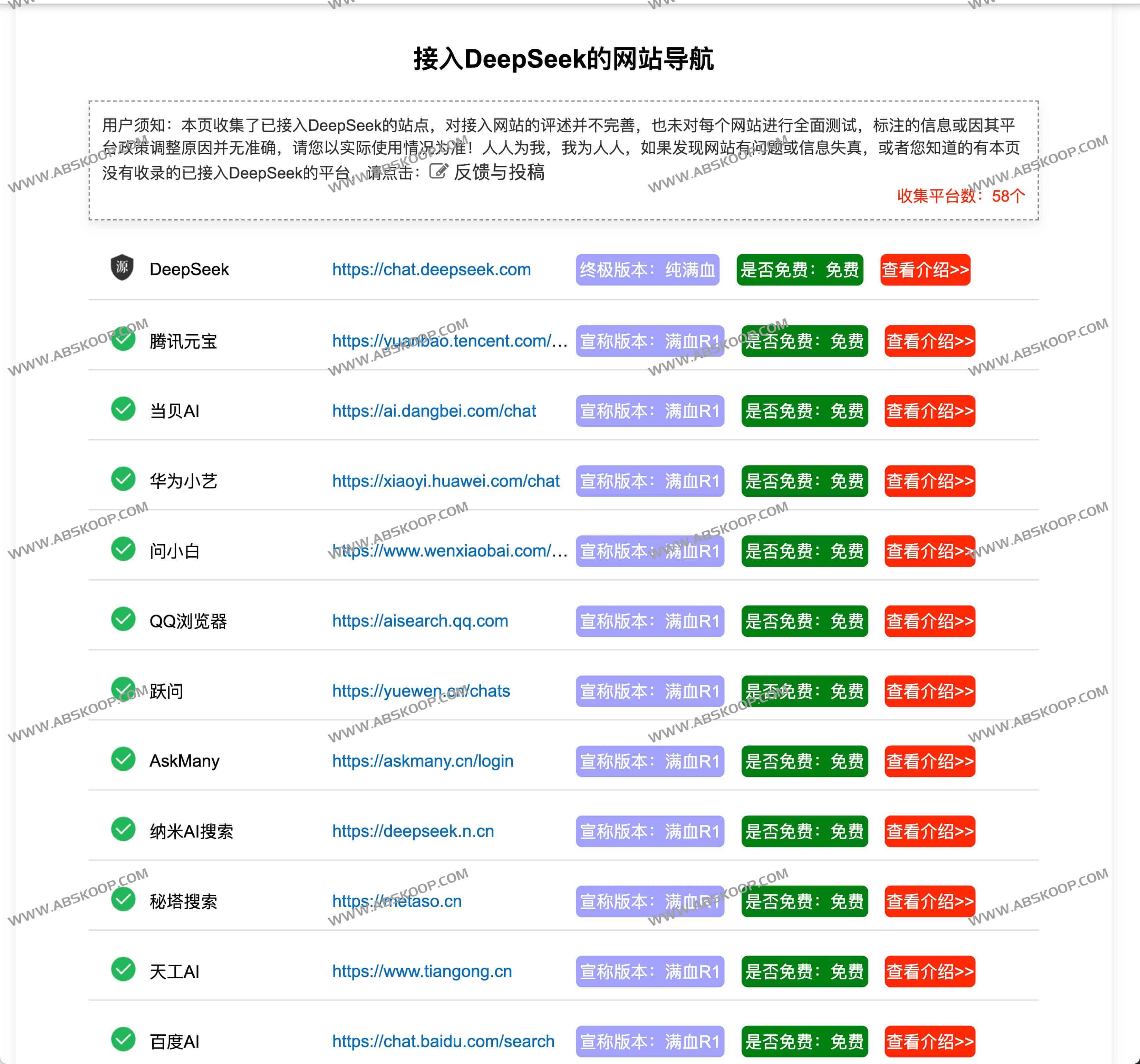 免费满血版R1 DeepSeek网站合集:接入DeepSeek的网站导航 免费DeepSeek 满血版R1网站合集:接入DeepSeek的网站导航