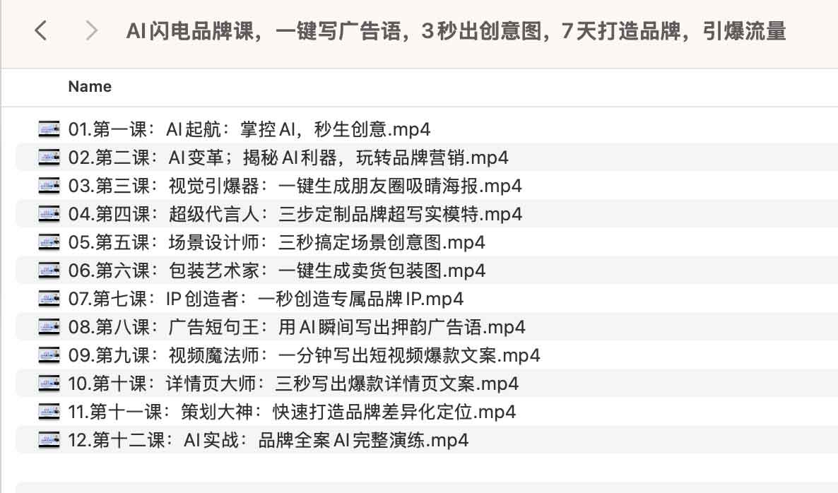 AI闪电品牌课,一键写广告语,3秒出创意图,7天打造品牌,引爆流量 AI闪电品牌课,一键写广告语,3秒出创意图,7天打造品牌,引爆流量