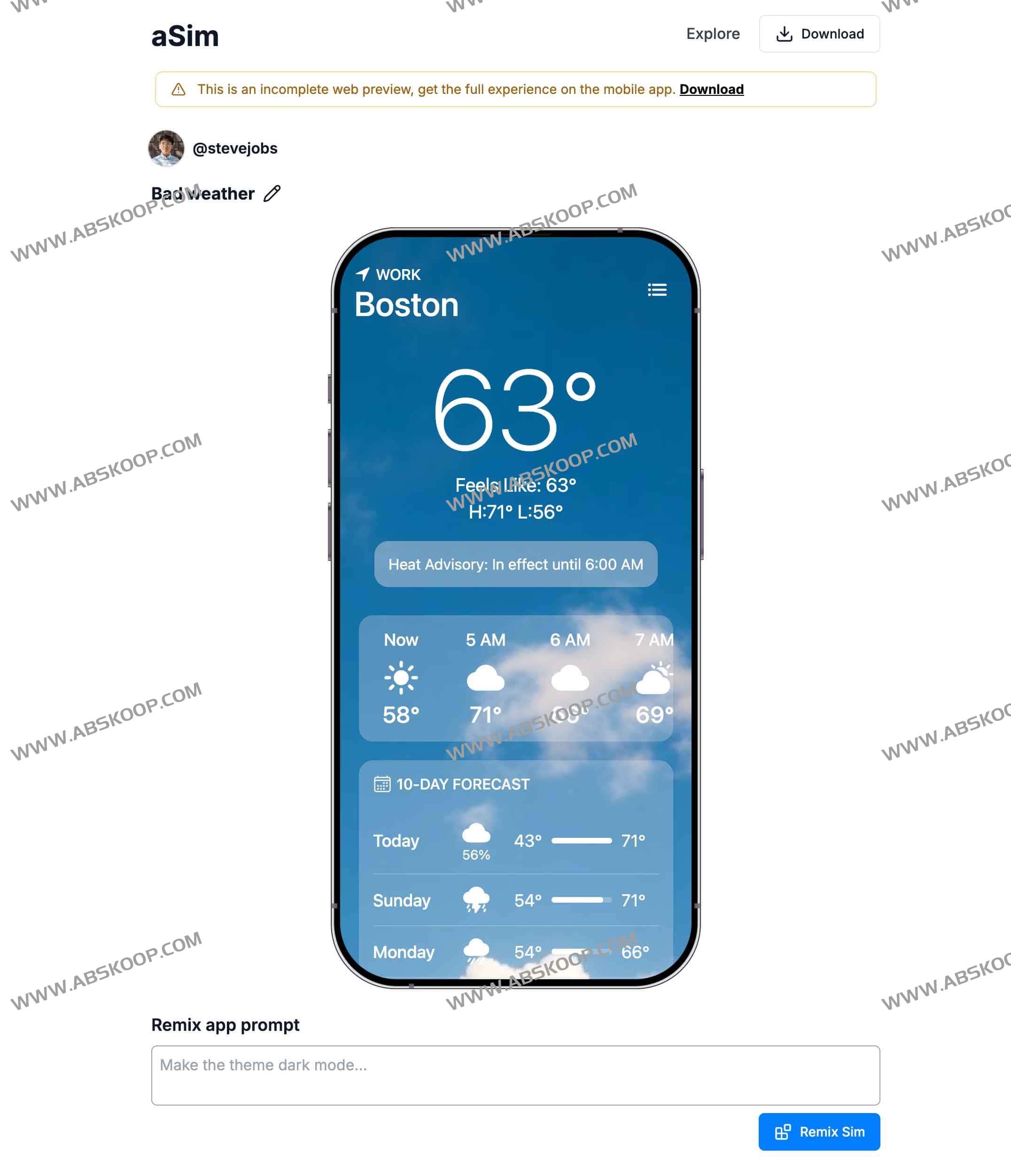 aSim:AI移动端APP生成神器 一句话即可生成一个APP aSim:AI移动端APP生成神器 一句话即可生成一个APP