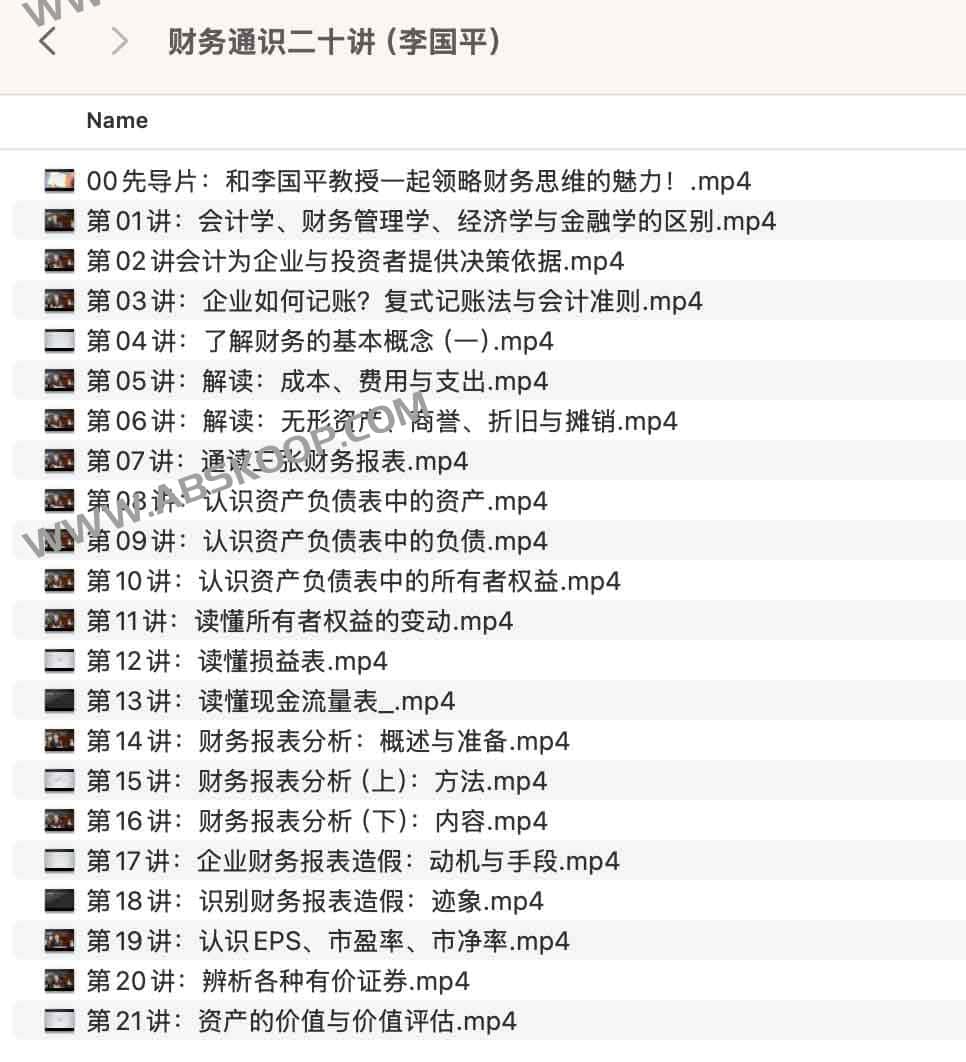 财务通识二十讲(李国平) 财务通识二十讲(李国平)