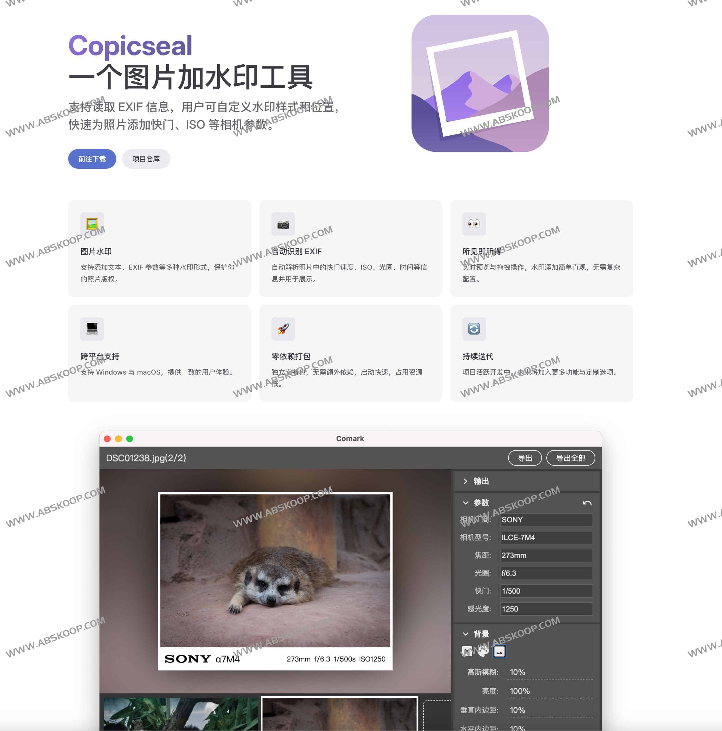Copicseal:摄影师必备的开源图片水印工具,支持EXIF信息自动识别 Copicseal:摄影师必备的开源图片水印工具,支持EXIF信息自动识别