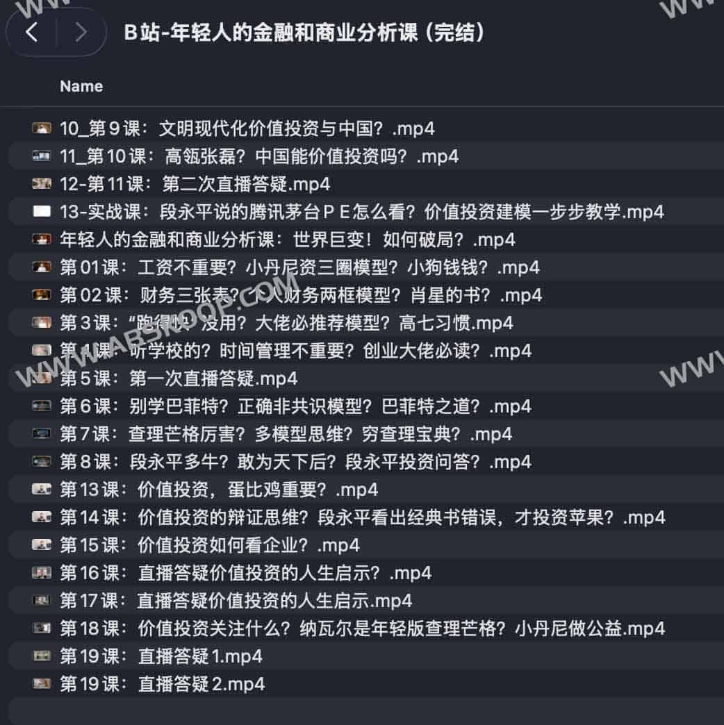 B站-年轻人的金融和商业分析课(完结) B站-年轻人的金融和商业分析课
