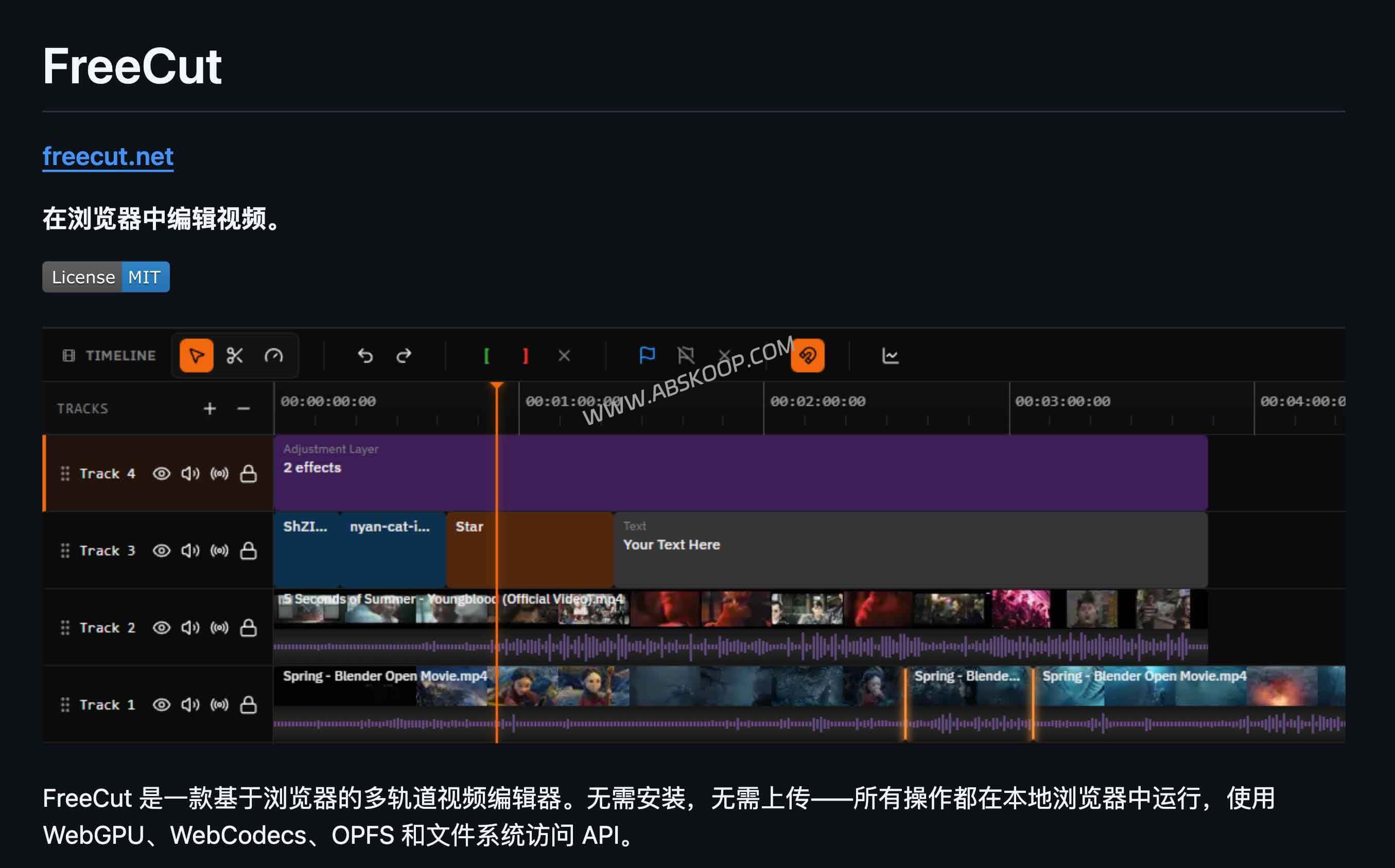 FreeCut:开源浏览器视频编辑器,免安装本地剪辑不上传素材 FreeCut:开源浏览器视频编辑器,免安装本地剪辑不上传素材
